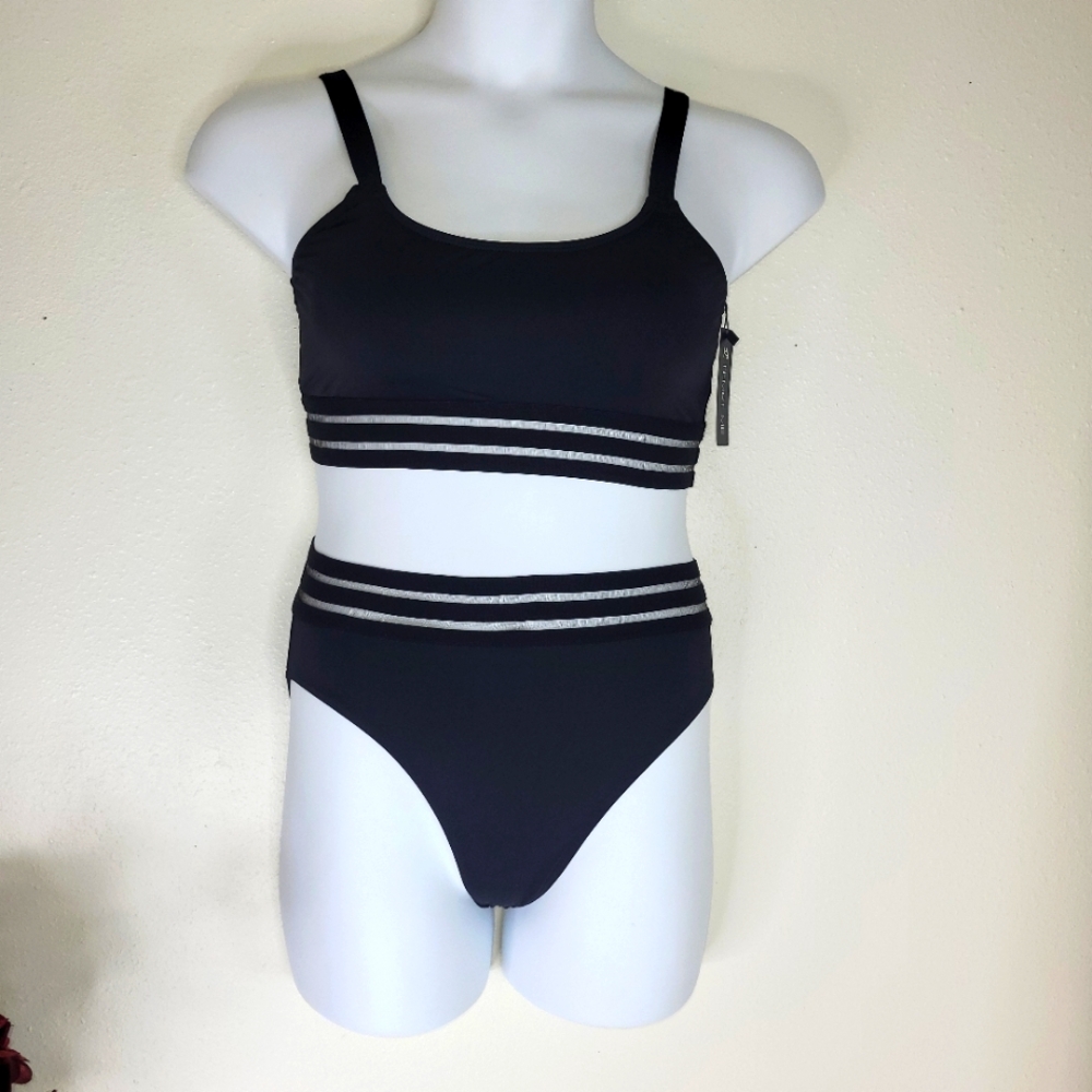 Tempt Me.  Women's Black Swim Set with high waist